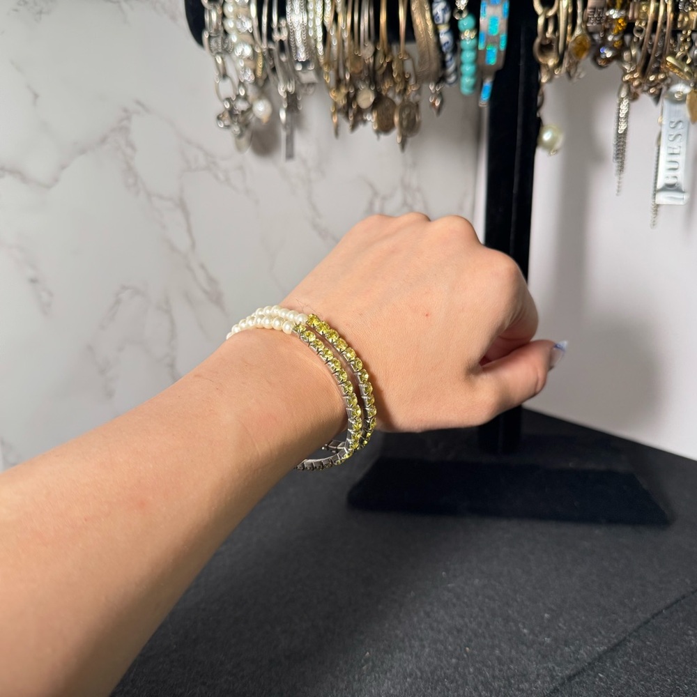 Chic Silver and Yellow Bracelet
